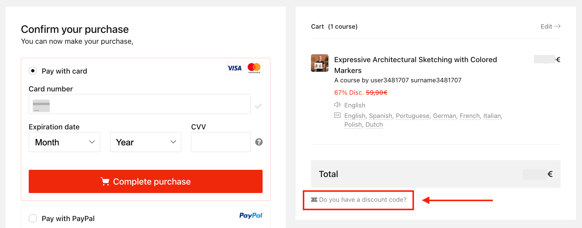 EN Purchase process Do you have a discount code