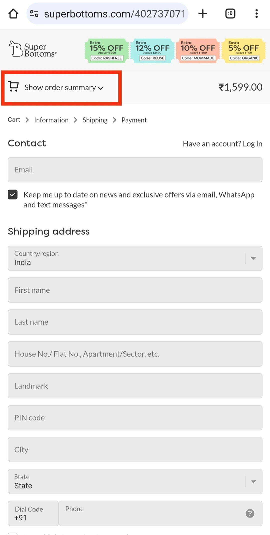 SuperBottoms coupon code.