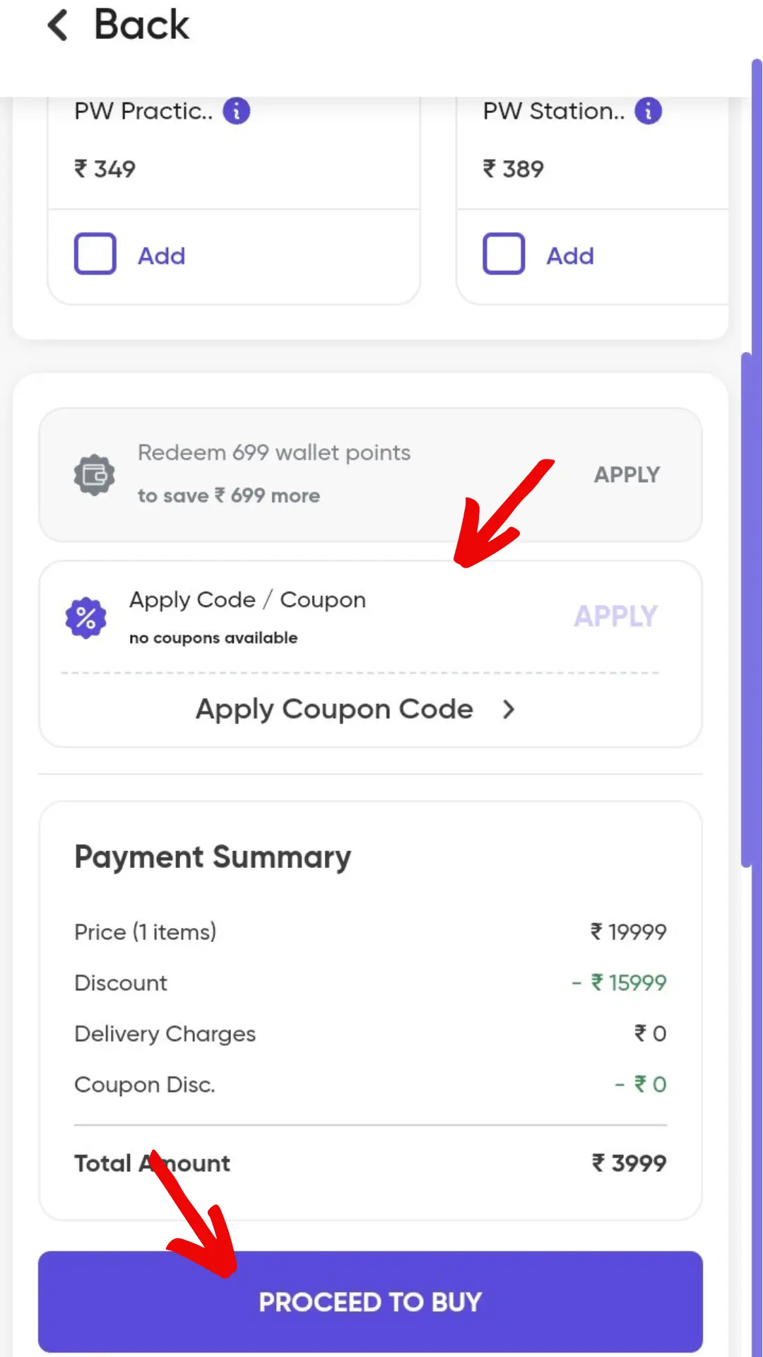 PW Coupon Code Billing 